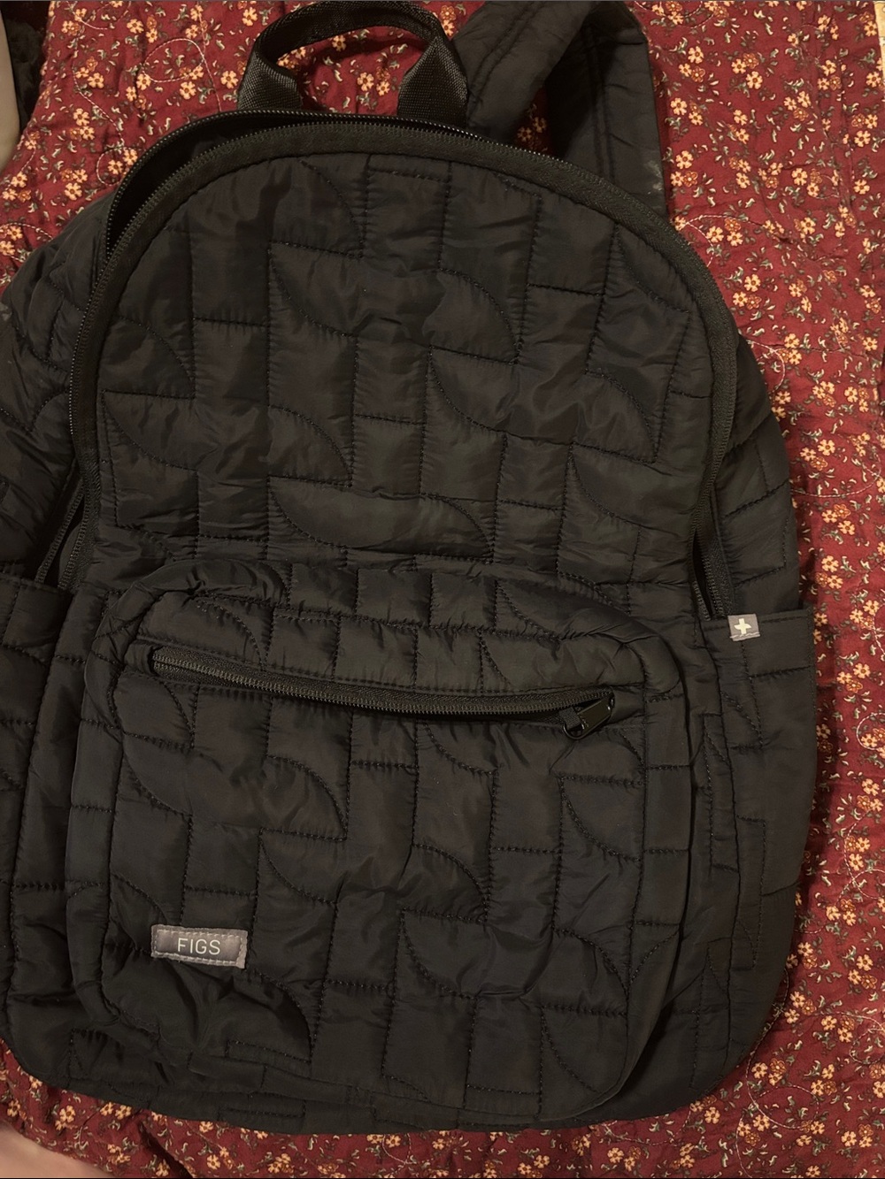 FIGS Quilted Black Backpack